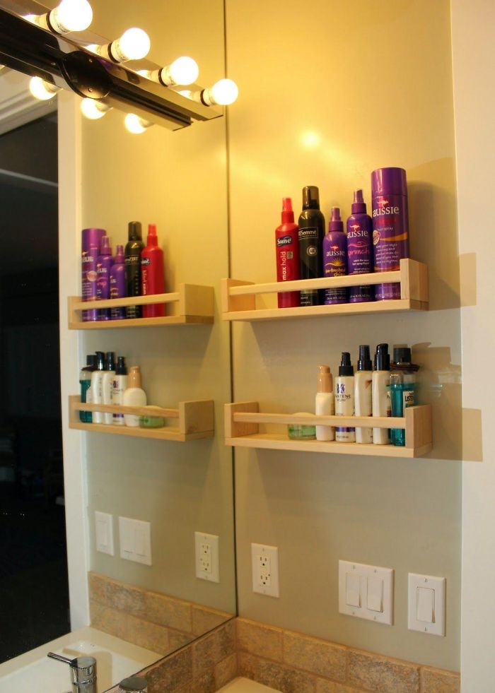Hang Spice Racks To Organize Your Hair Products And Lotions