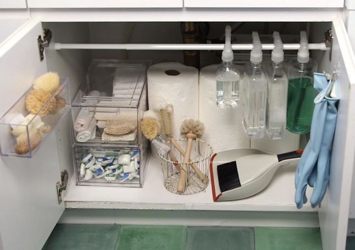 Organize The Under The Sink Cleaning Cupboard