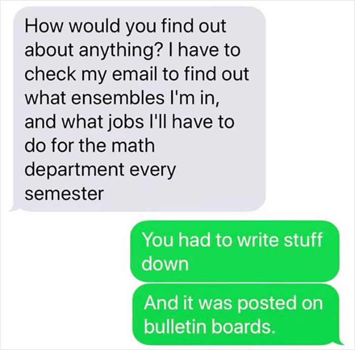 Young Person Is Clueless About How People Lived Before E-Mail, And His Texts With An Older Person Go Viral