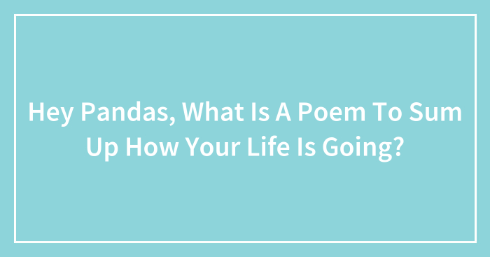 Hey Pandas, What Is A Poem To Sum Up How Your Life Is Going? (Closed)