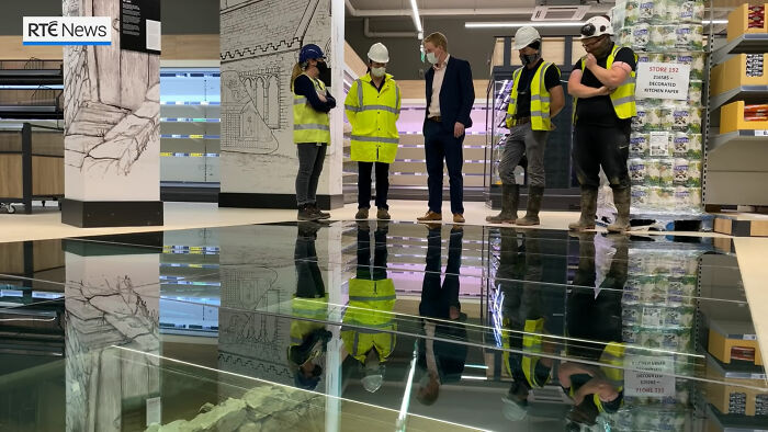 Dublin Grocery Store Installs Glass Floor So People Can See The 11th Century House Below
