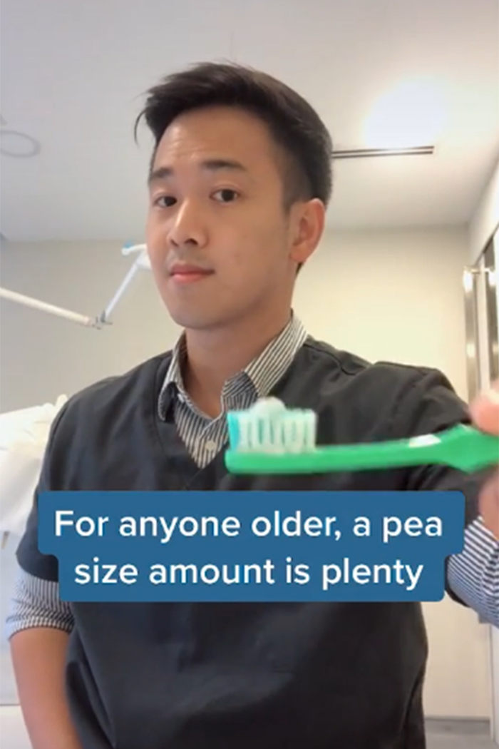 Dentist On TikTok Compares How Much Toothpaste We're Told To Use By The Commercials, And The Actual Amount We Need