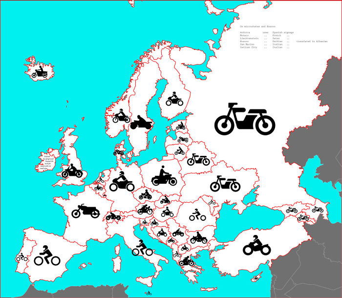 What Motorcycles Look Like Across Europe (Based On The Prohibitory Road Sign)