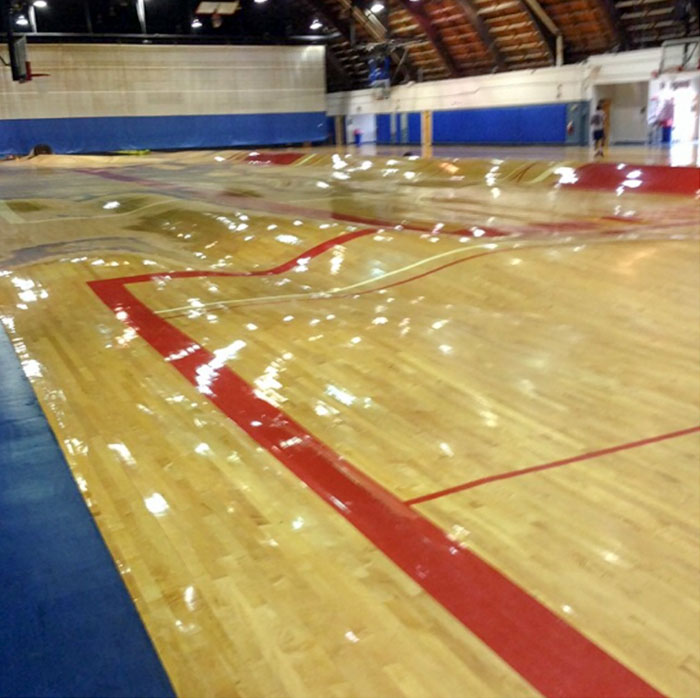 This Is What Happens To A Basketball Court If The Pipes Burst