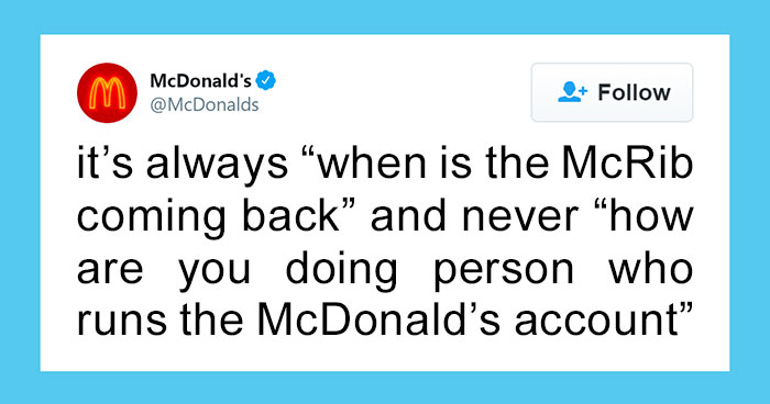 Person Running The McDonald’s Twitter Account Shares How Nobody Ever Asks How He’s Doing, Receives Support From Various Famous Brand Accounts