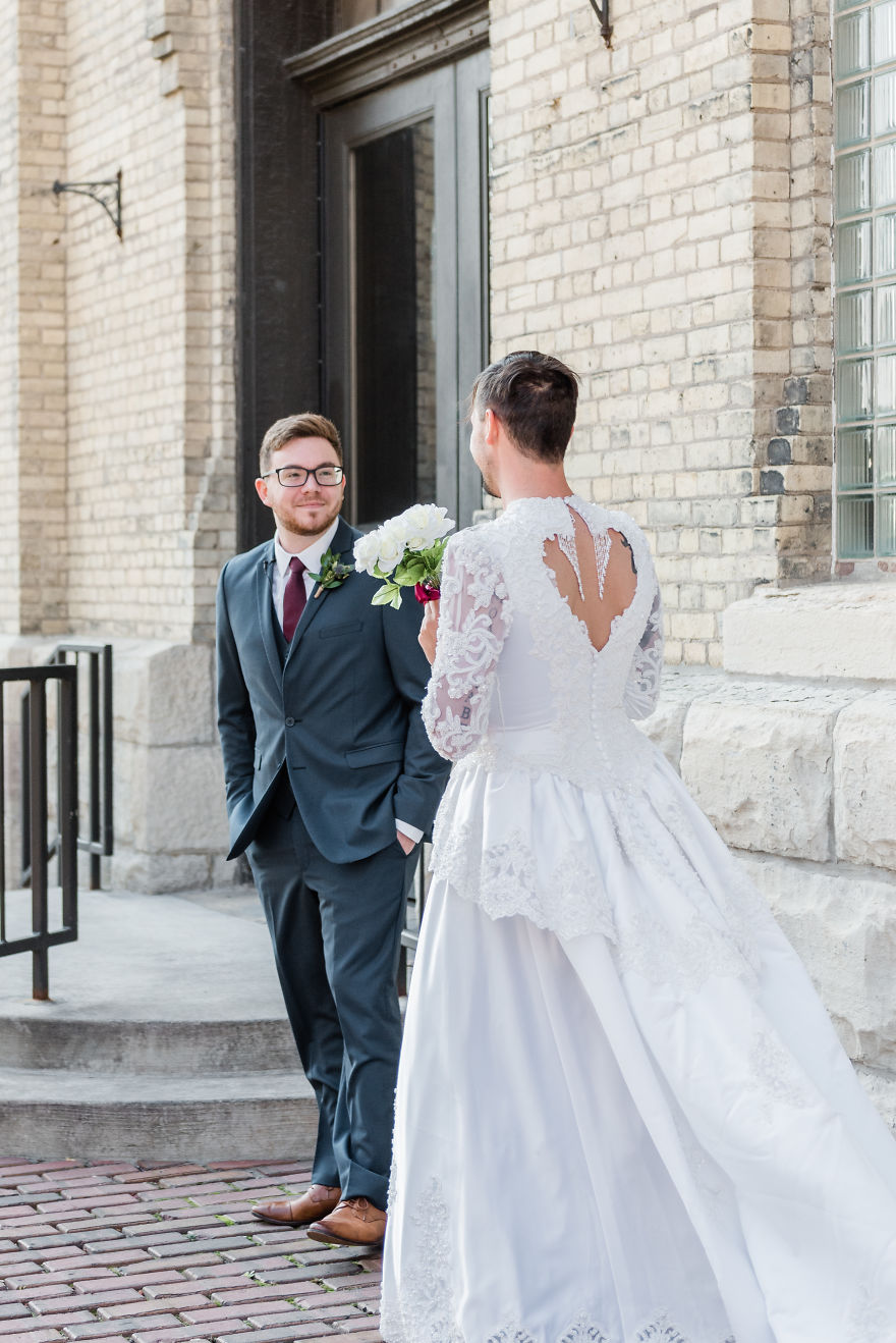 Funny Best Man Crashes First Look In A $60 Goodwill Wedding Dress