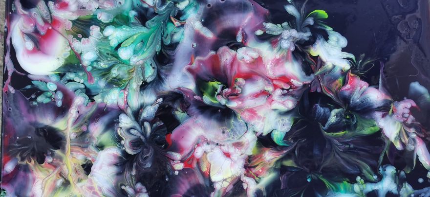 Mysterious Lady In Flower Garden ~ Do You See Her? ~ Acrylic Pour Painting Mysterious Lady In Flower Garden ~ Do You See Her? ~ Acrylic Pour Painting