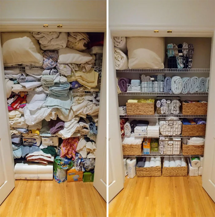 Showed My Sister The Joy Of Konmari! She Asked For Help With Her Linen Closet And I Think We Did A Great Job Even With Her Wanting To Keep A Little Too Much