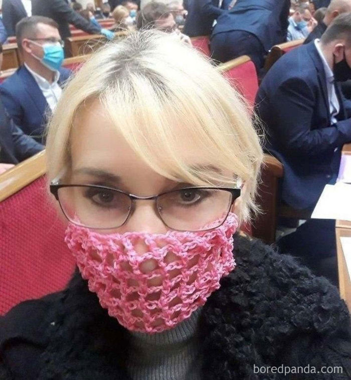 Ukrainian Deputy Wearing A "Homemade" Face Mask
