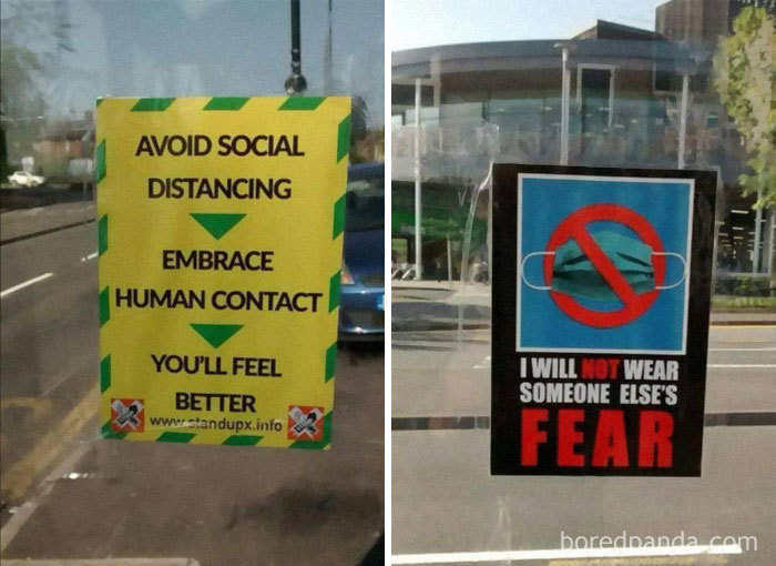 People In UK City Have Been Putting Up Posters In Bus Stops Urging People To Ignore Guidance For Coronavirus