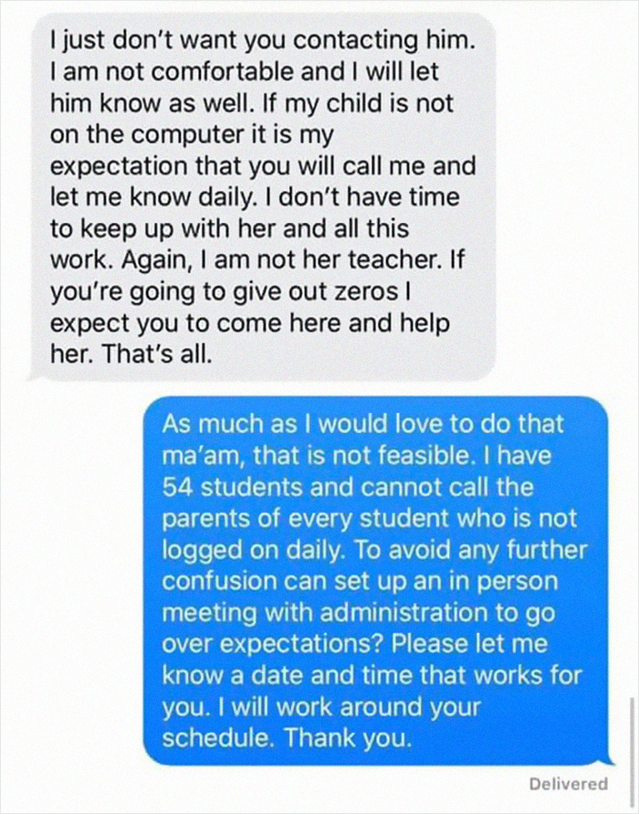 Teacher Shares What Entitled Parents They Get To Deal With And The Screenshots Go Viral
