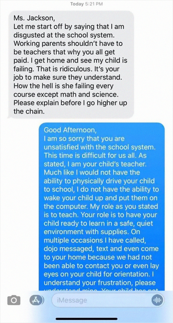 Teacher Shares What Entitled Parents They Get To Deal With And The Screenshots Go Viral