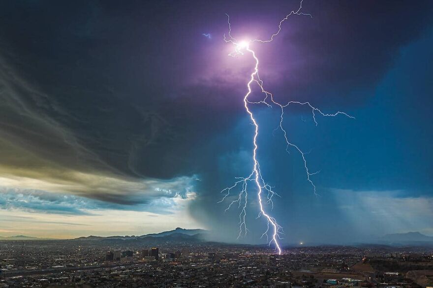 Public's Winner: 2nd Place 'Predawn Thunderstorm Over El Paso, Texas' By Lori Grace Bailey