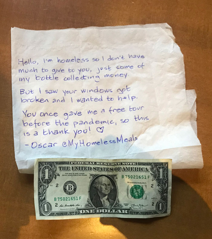 Homeless Man Leaves A Donation For Oregon Historical Society After They Got Vandalized During Riots