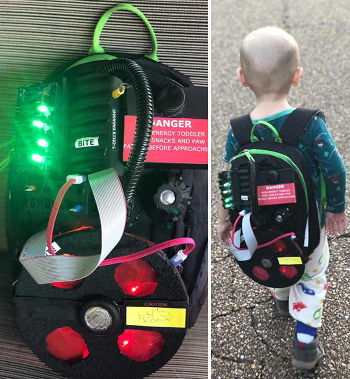 I Made A "Proton Pack" For My Toddler So He Could Run While Having Continuous IVs To Treat Cancer
