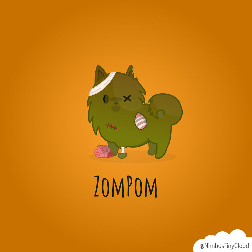 Pomeranian Owner Creates Spoopy Illustrations Inspired By Her Dog.