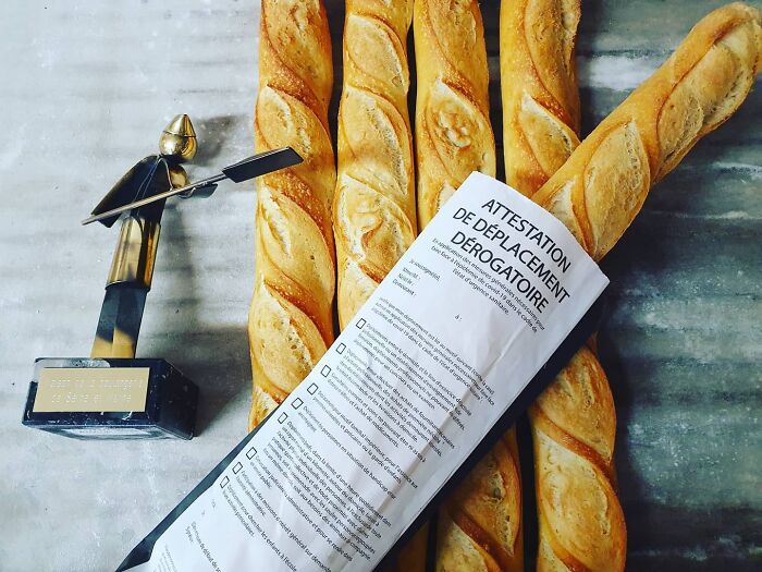 To Help People Who Are Not Able To Print Out A Exceptional Certificate, French Baker Starts Printing Them On His Baguette Bags