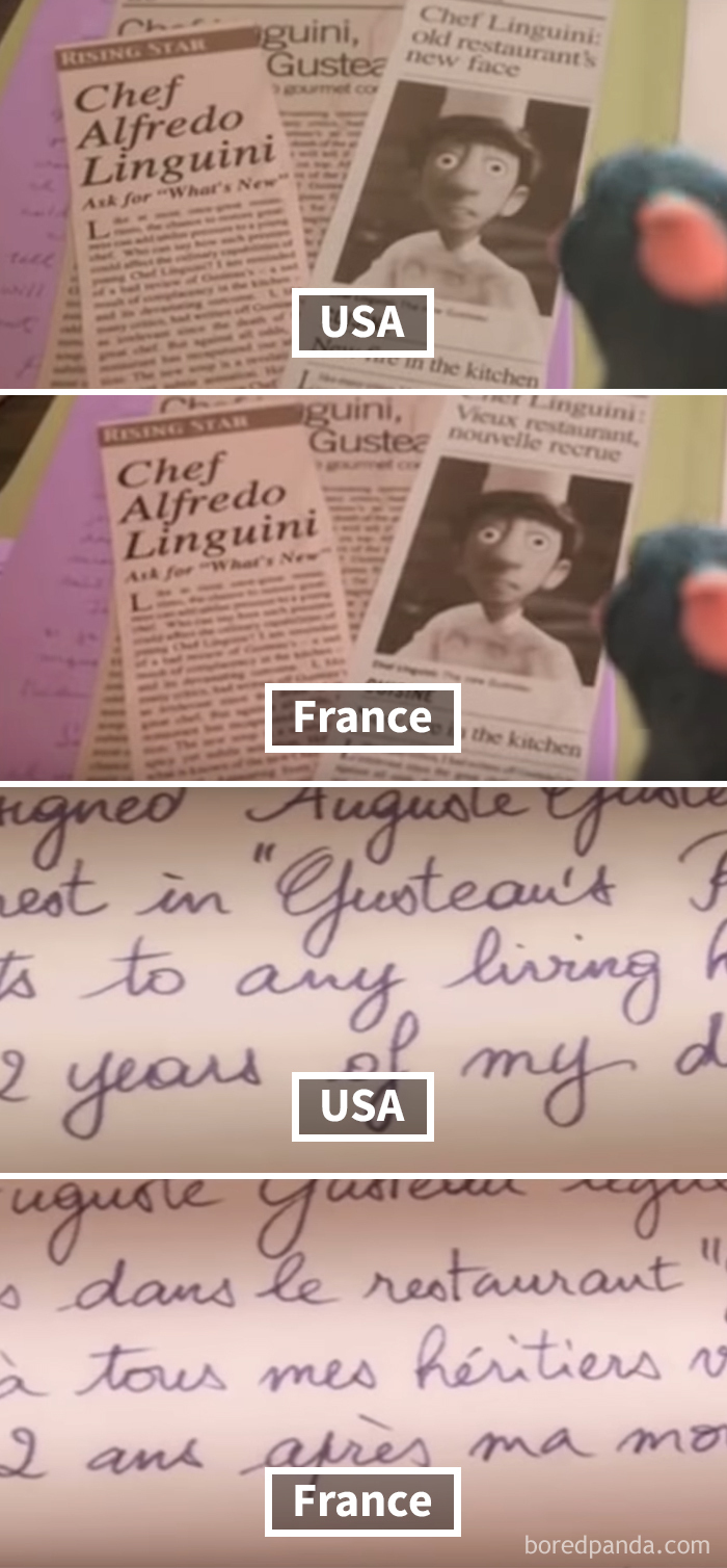 Ratatouille: The French Version Has The Letter That Remy Found Rewritten In French, Instead Of Just Adding The Subtitles