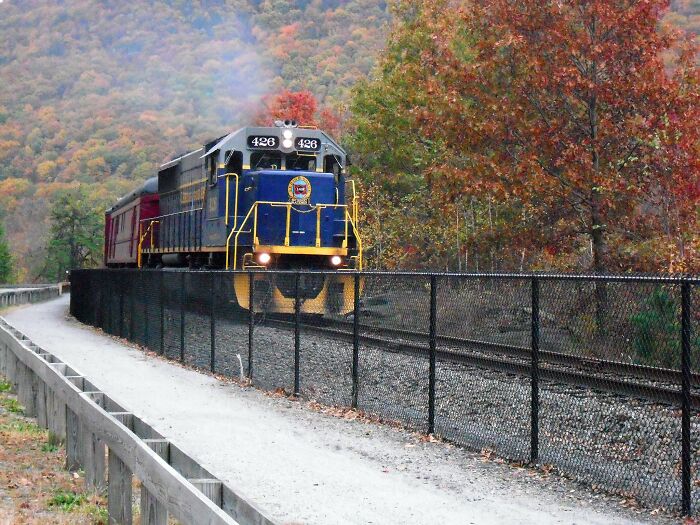 Passing Through The Lehigh Gorge In The Fall - Lehigh Gorge Scenic Railway In Jim Thorpe, Pa