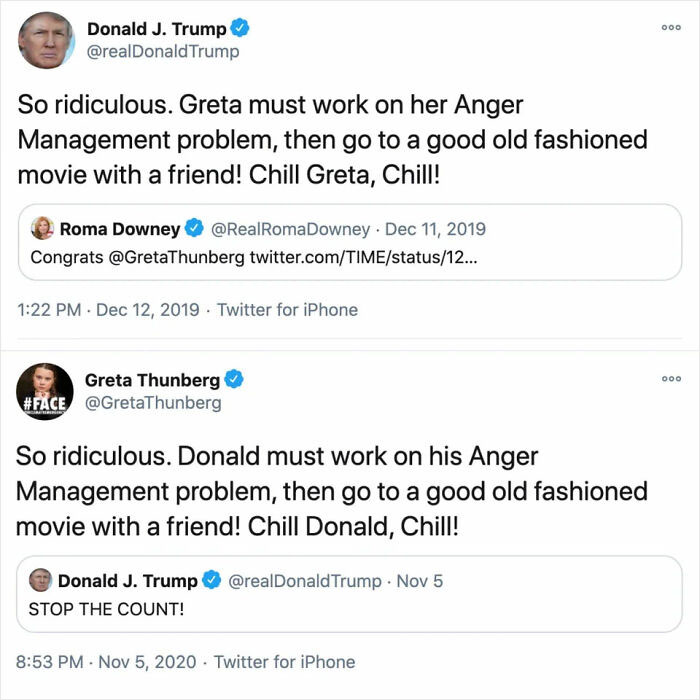 A Compilation Of Times Where Greta Thunberg Used Donald Trump's Own Words As A Comeback