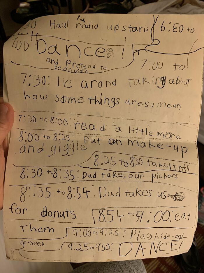 Woman Shares The Slumber Party Plan She Made When She Was 8 And 220k People Love It