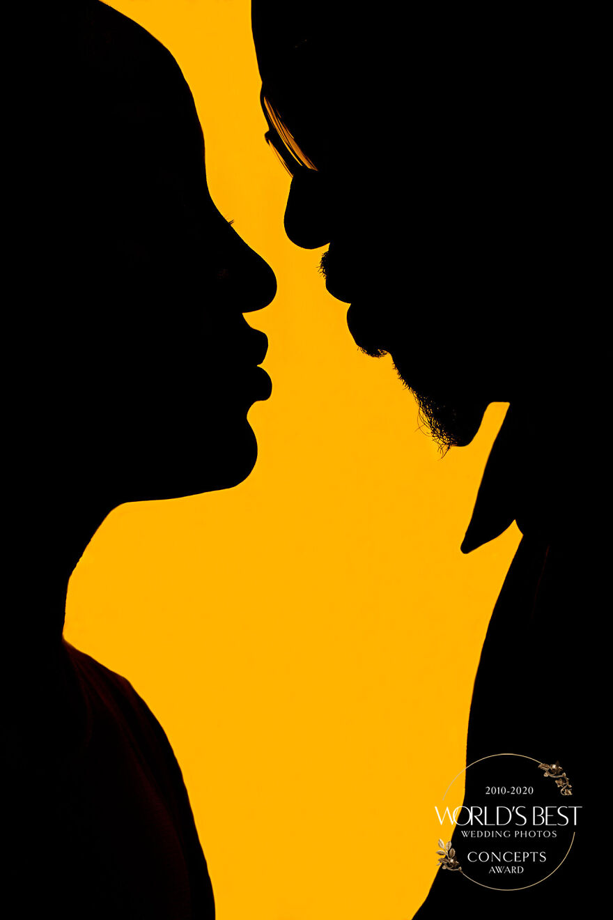 This Rad, Modern Two-Toned Silhouette Of The Bride And Groom By Christopher Jason Studios