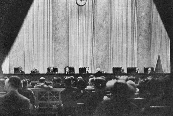 Only One Of Two Photographs In Existence Of The Us Supreme Court In Session. Cameras Are Forbidden In The Supreme Court, But This Photograph Was Taken By A Young Woman Who Concealed Her Small Camera In Her Handbag, Cutting A Hole Through Which The Lens Peeped, 1937