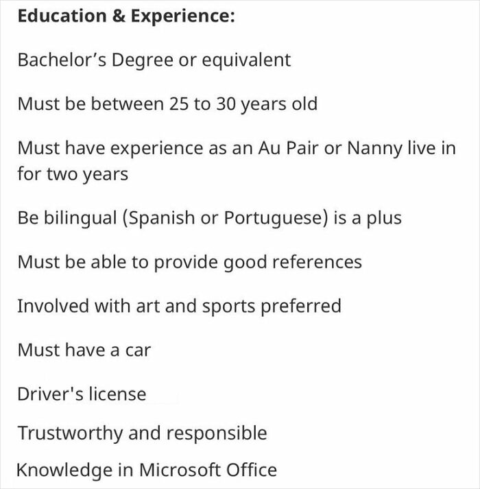 "They're Asking To Hire A Stay-At-Home Parent": Job Listing For Nanny Goes Viral For Having Ridiculous Requirements
