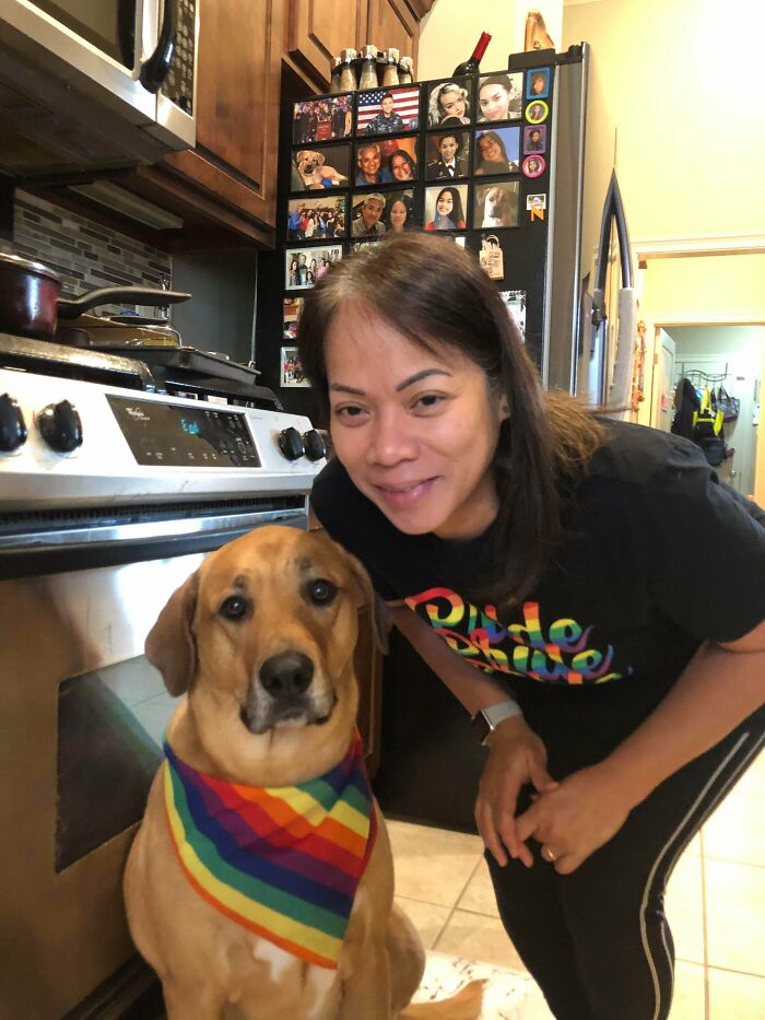 My Mom Sent Me This Picture Of Her And Our Family Dog Showing Their Pride. It Made Me Smile To Know They Support And Love Me And The Lgbt Community!