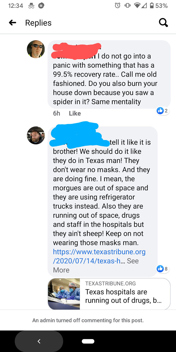 Local Community Forum On Fb Posted Info On Business That Require Masks. This Guy Started Calling Everyone "Sheep's" For Supporting It...
