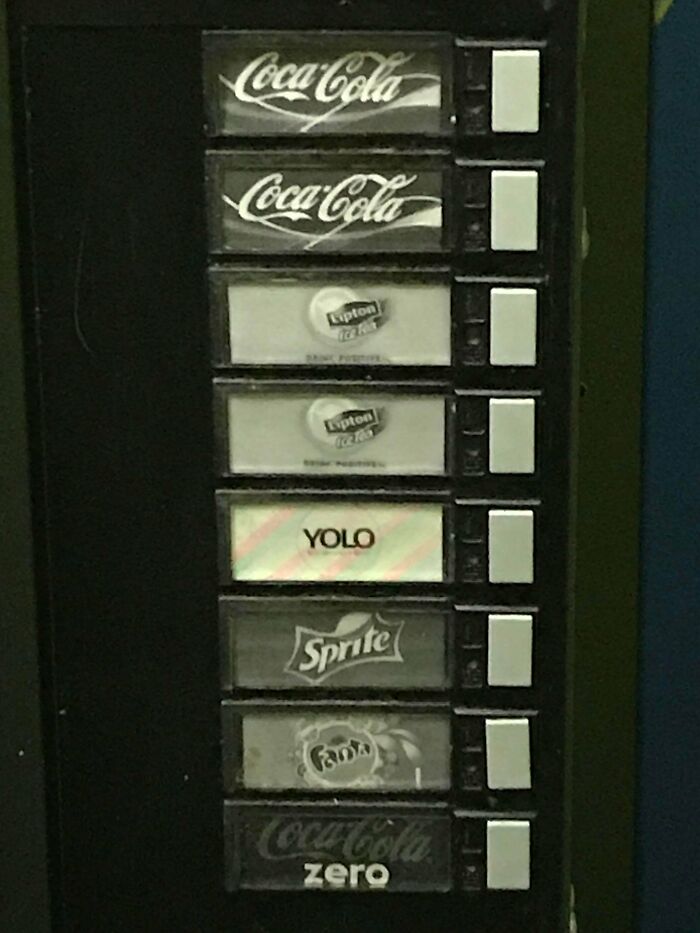 My University Has A Yolo Button That Randomly Dispenses A Drink