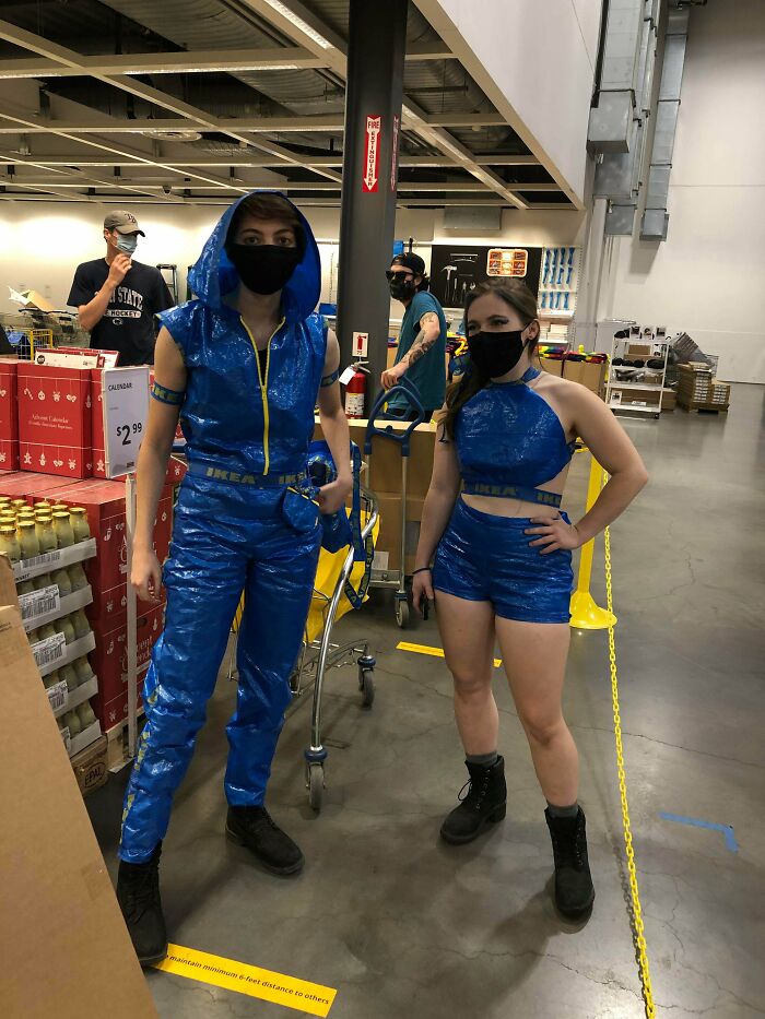 These Two People I Met Wearing IKEA Bags As Clothes