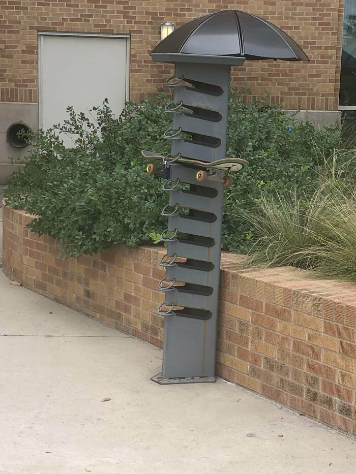 My University Has A Rack For People To Lock Their Skateboards!