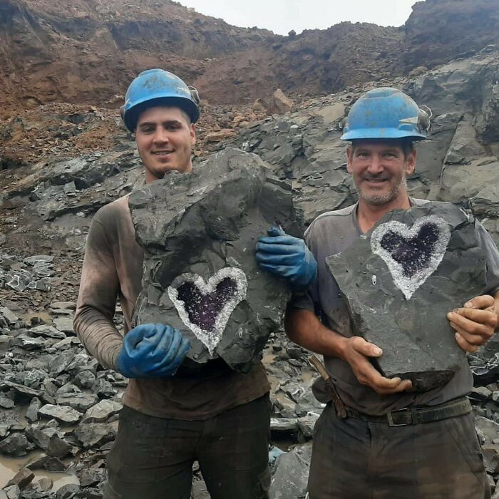 Heart-Shaped Amethyst Geodes. Discovered Yesterday In Artigas, By The Mining Company Uruguay Minerals