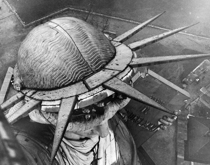 A Rare View Of The Statue Of Liberty From The Balcony On Its Torch. The Exit There Has Been Closed Since 1916