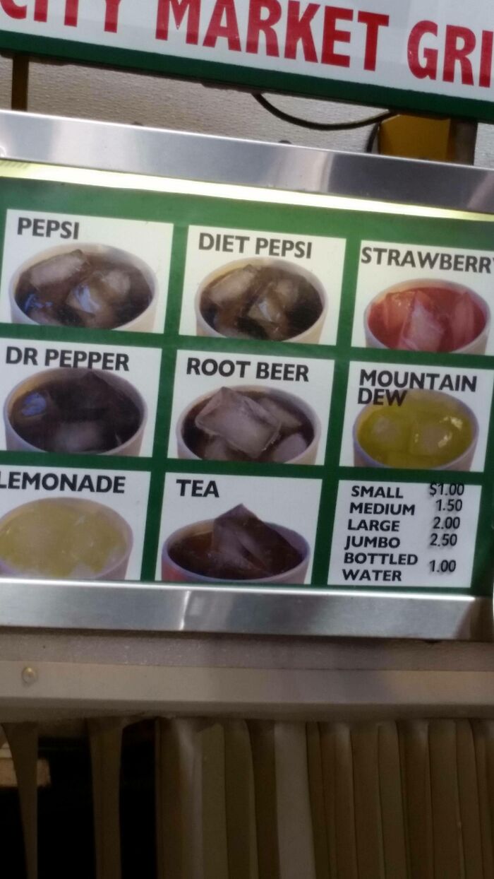 This Menu Even Has Pictures Of Their Drinks. Just In Case You Forgot What Diet Pepsi Looks Like