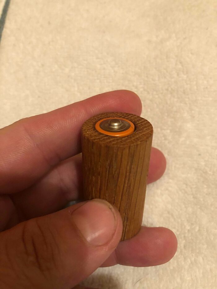 Bought A Used Toy For My Kids At A Garage Sale. I Guess They Didn’t Have Any C Batteries. But They Did Have An Aa Battery And A Wood Dowel Though
