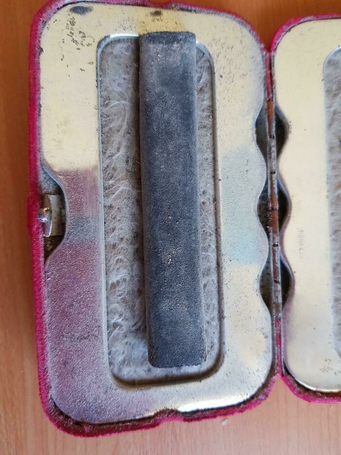 Found Among My Dad's Things. Interesting Velvet Box With Black Object Inside
