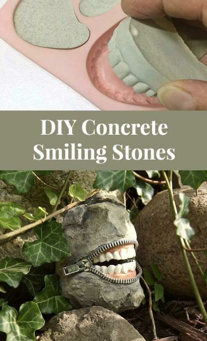Piedras sonrientes de cemento