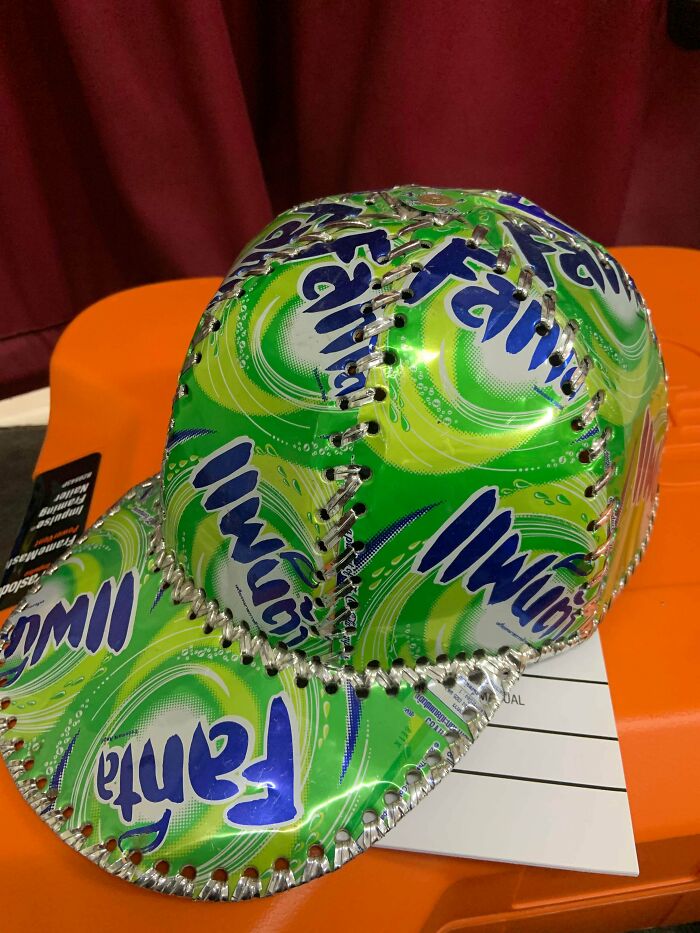 This Showed Up At My Work Today. It’s Hand Made From Old Cans Of Fanta
