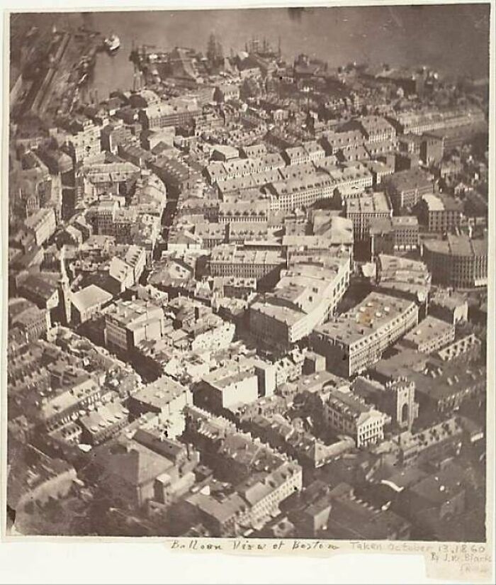 View Of Boston, The Oldest Surviving Aerial Photograph Ever Taken. October 13th, 1860