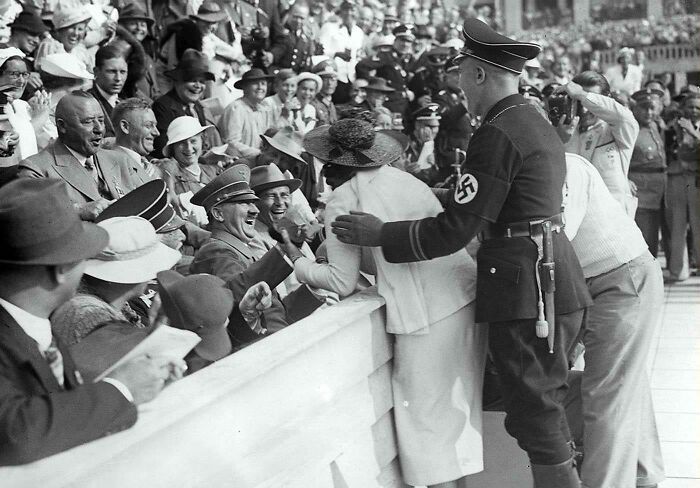 Hitler Reacts To A Kiss From An Excited American Women At The 1936 Olympic Games