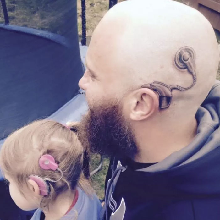 This Dad Who Got A Hearing Aid Tattoo So His Daughter Wouldn't Feel So Different