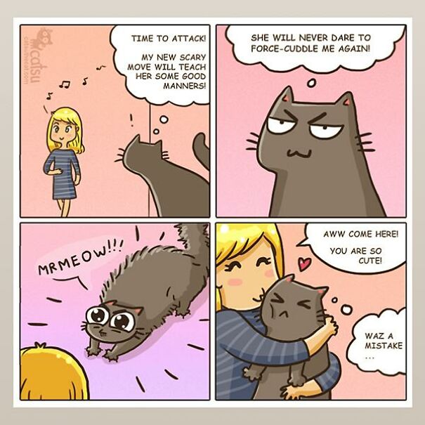 An Artist Creates Relatable Comics About Her Cat Dita And Her Family.