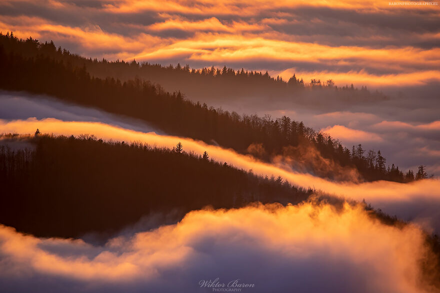 a Magical Sunset On The Top Of Mogielica In The Polish Carpathians