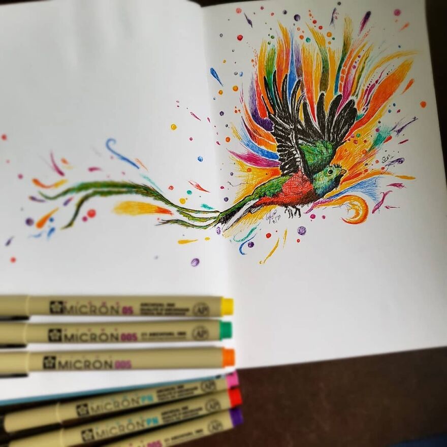 Something A Little Different. I Don't Usually Use So Much Color In My Pen Drawings