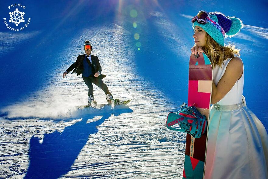 Snowboarding Couple In This Sweet Picture By Tamara Hevia