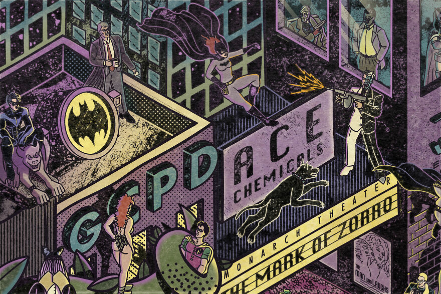 My Digital Illustration Of Batman's Gotham City That's Full Of Easter Eggs