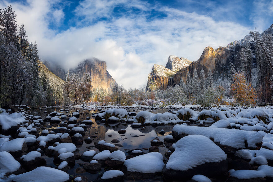 I Drove For 9 Hours (Round Trip) To Capture Fresh Snow And Fall Colors In Yosemite National Park In California