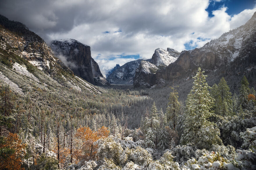 I Drove For 9 Hours (Round Trip) To Capture Fresh Snow And Fall Colors In Yosemite National Park In California